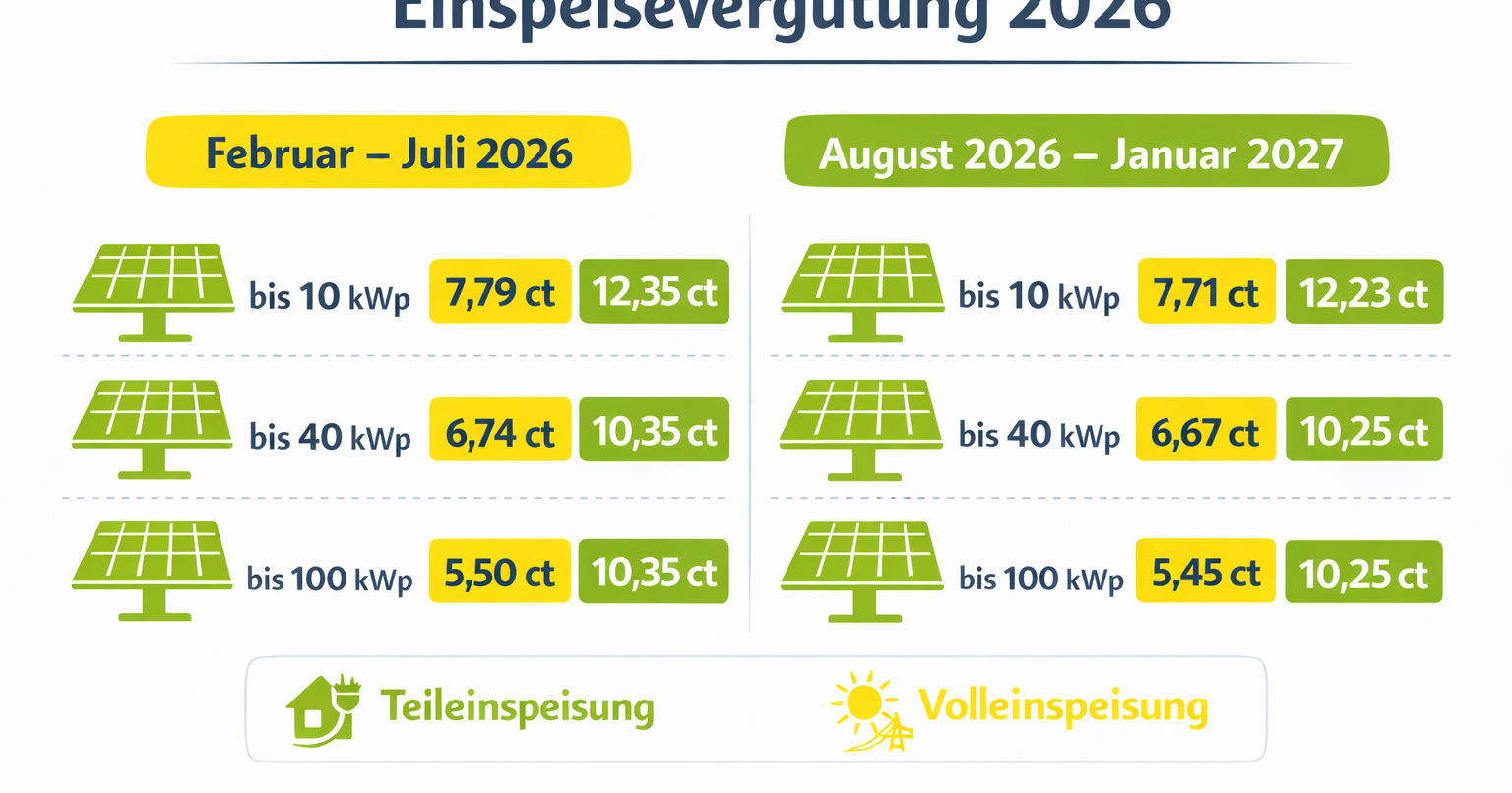 Einspeisevergütung 2026: Fördersätze & Neuerungen